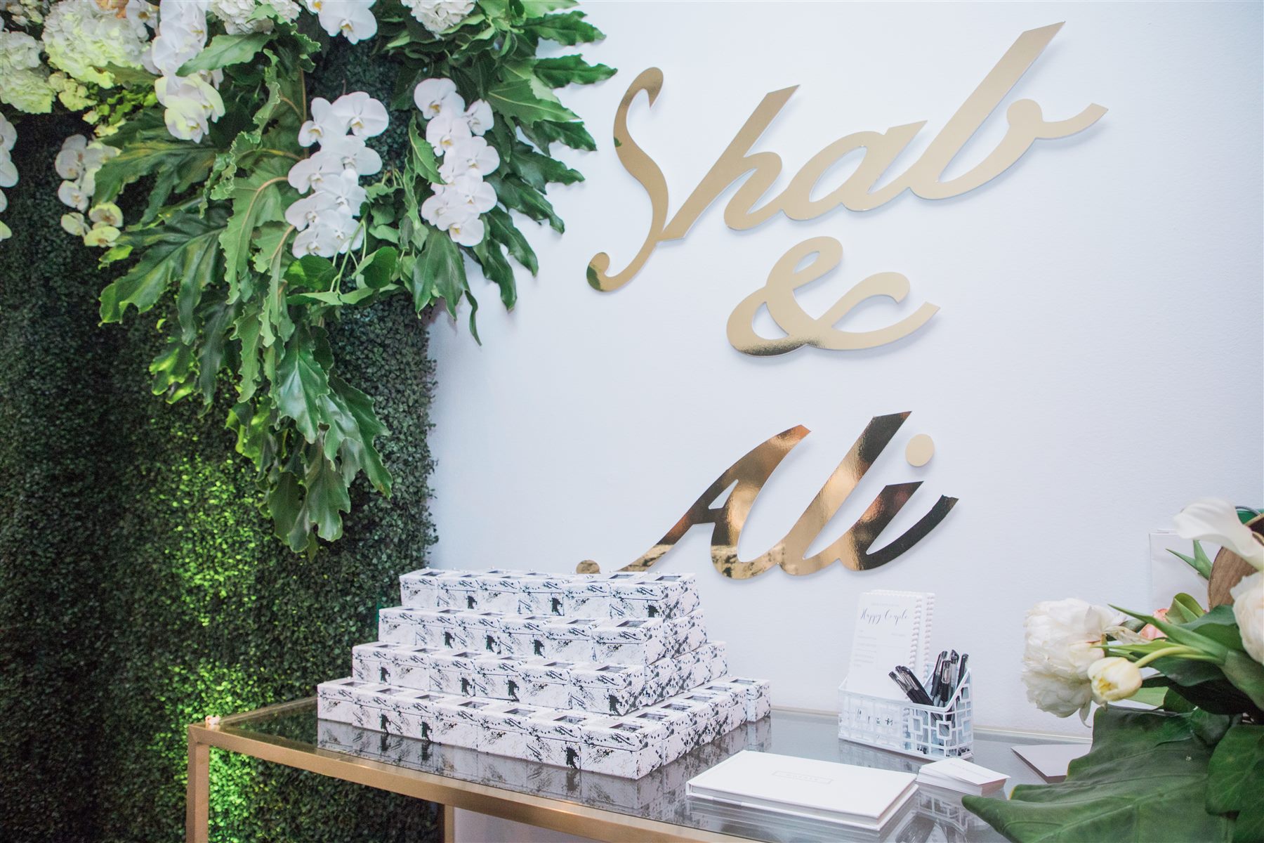 Escort display lettered in gold