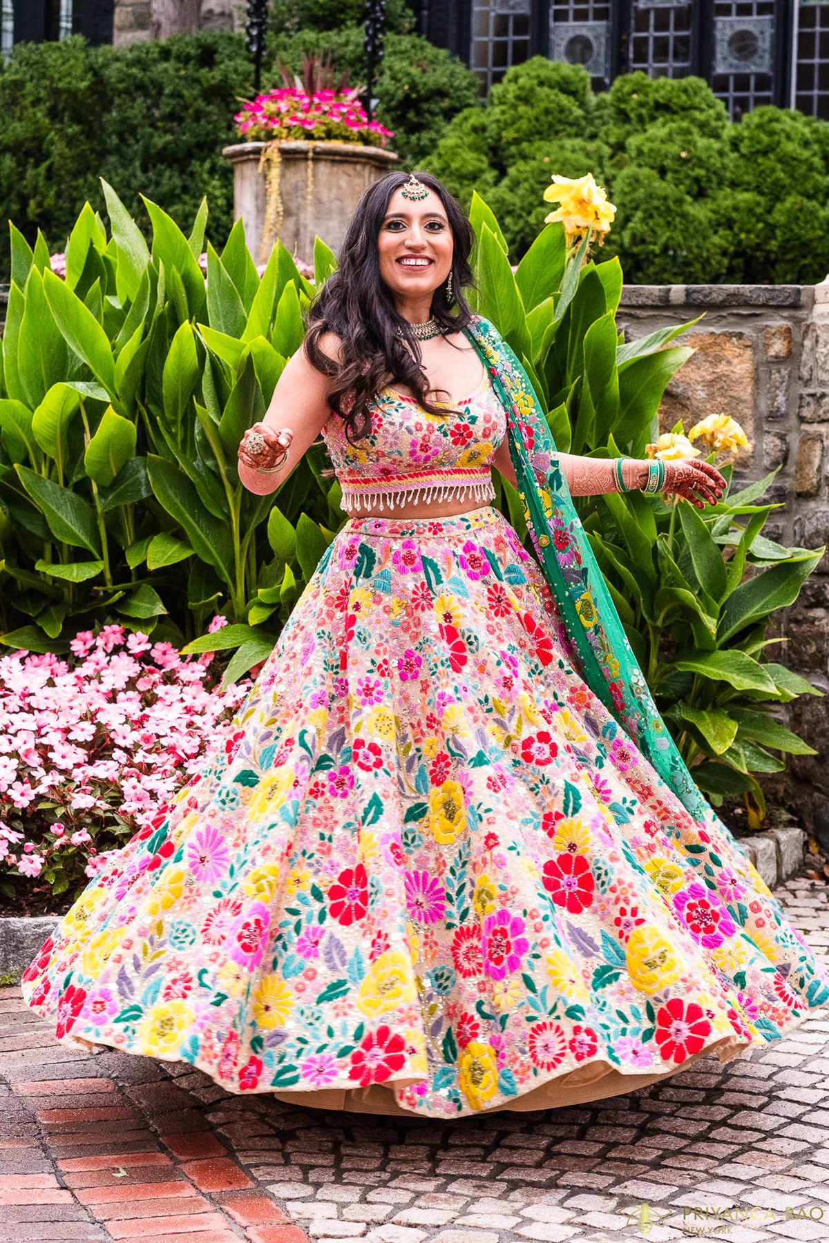 A twirl in the floral lehenga