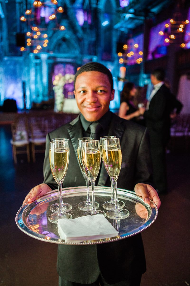 Champagne on a silver tray