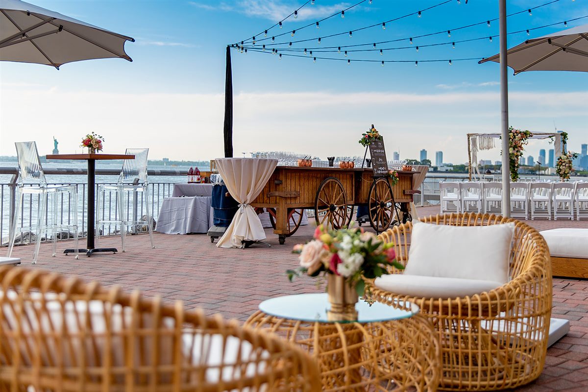 The terrace lounge at sunset
