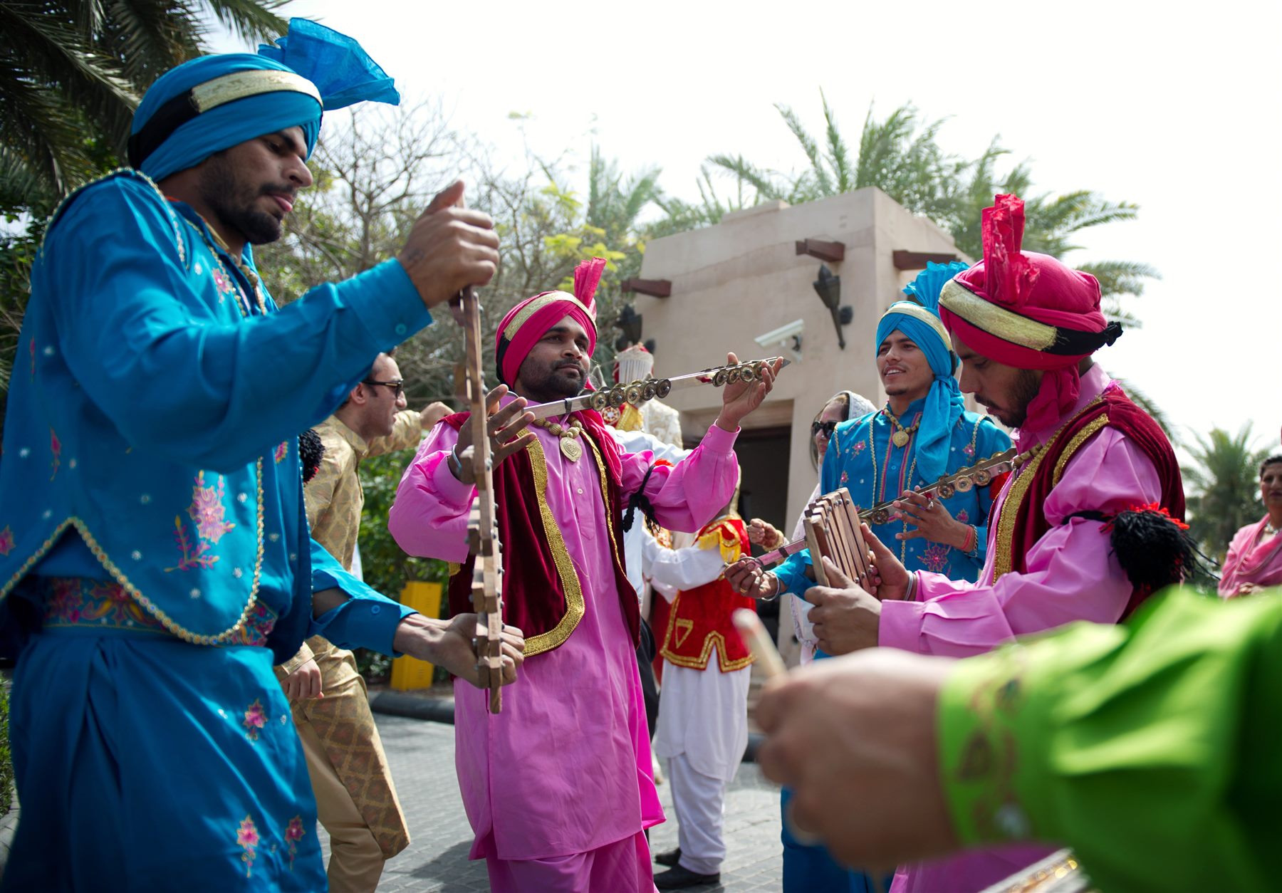 The baraat, led by dhol